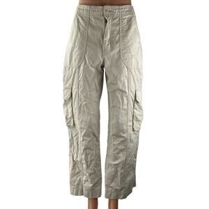 Abercrombie & Fitch Womens Beige High Rise Wide Utility Cargo Trousers Pants 26